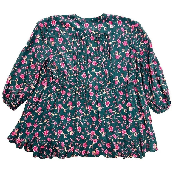 Free People Flower Fields Mini Dress Size Small Emerald Green MSRP $128 Oversize - Picture 3 of 16